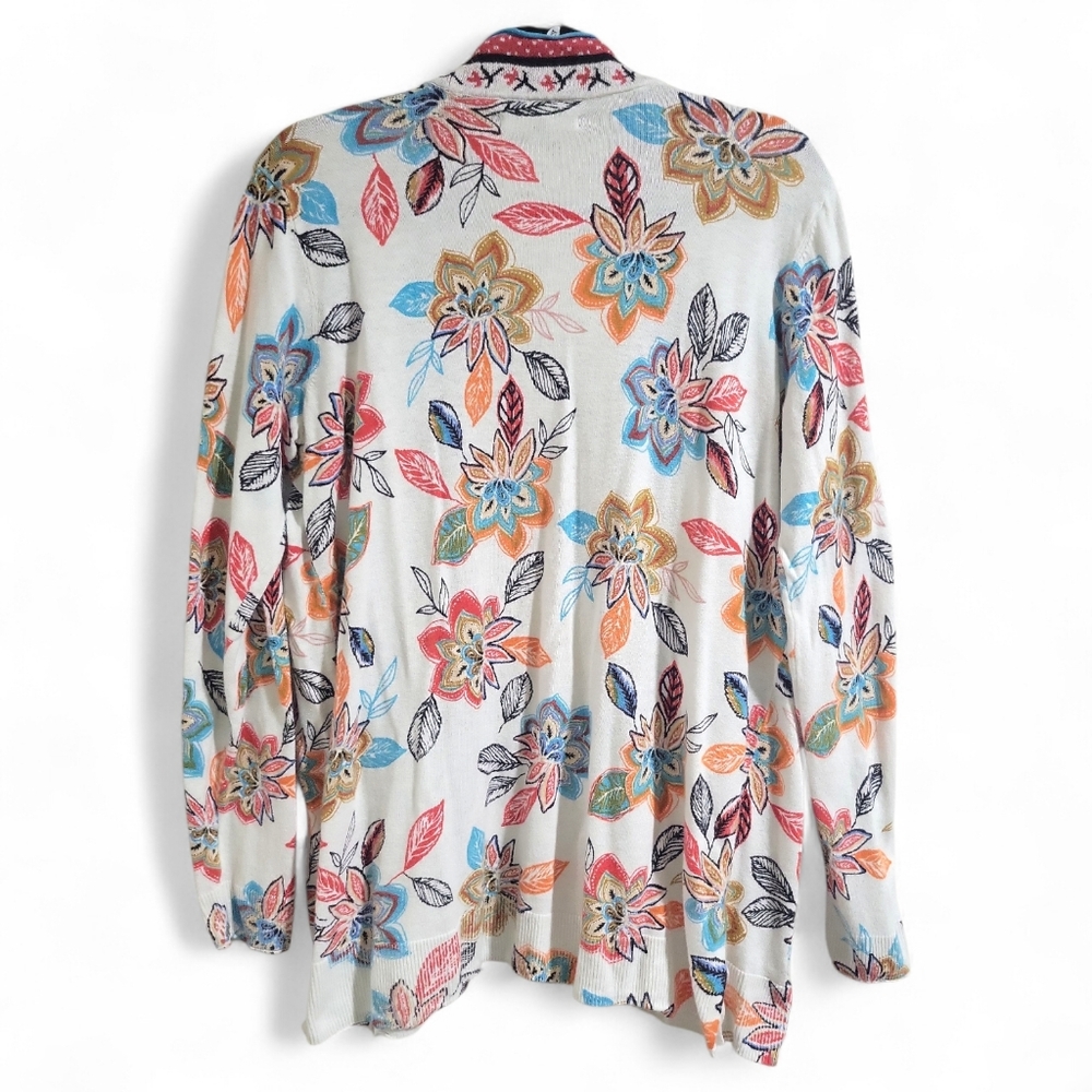 Daniel Rainn Cristiana Floral Print Linen Blend Open Front Cardigan Size L... - Picture 3 of 16